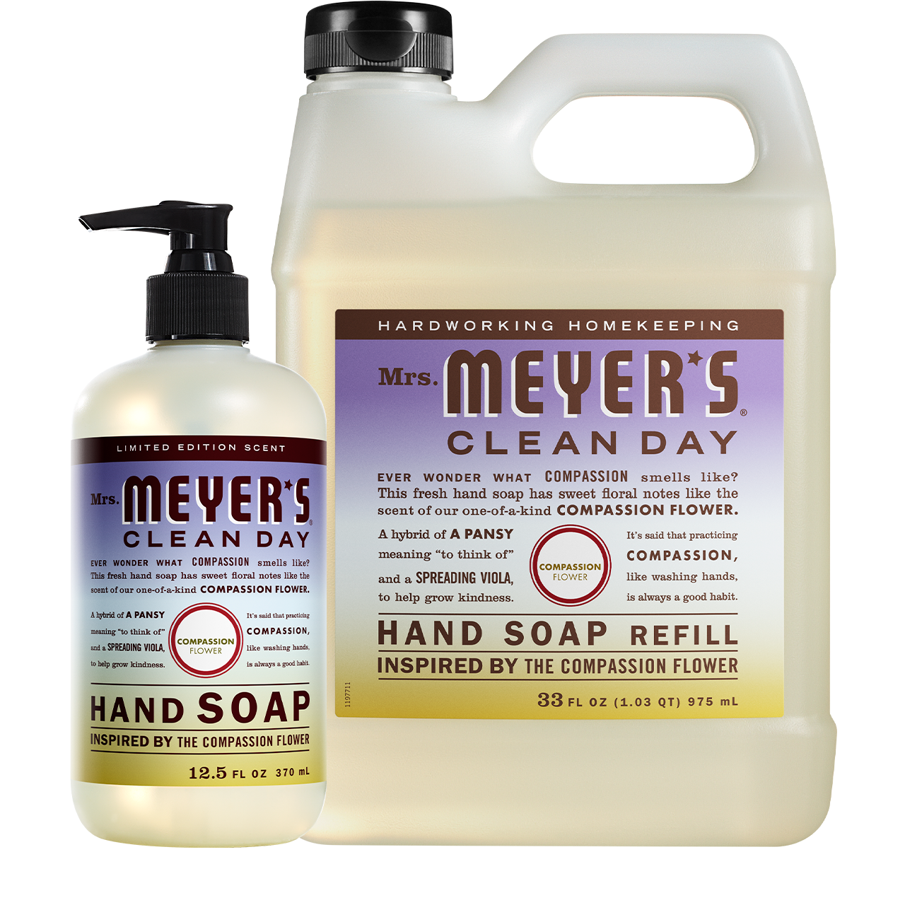 Mrs. Meyer's Compassion Flower Liquid Hand Soap &amp; Refill Set